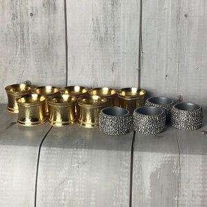 Like new napkin rings.  8 gold and 4 glittery rings